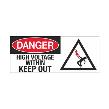 Danger High Voltage Within Keep Out 7" x 17" Sign